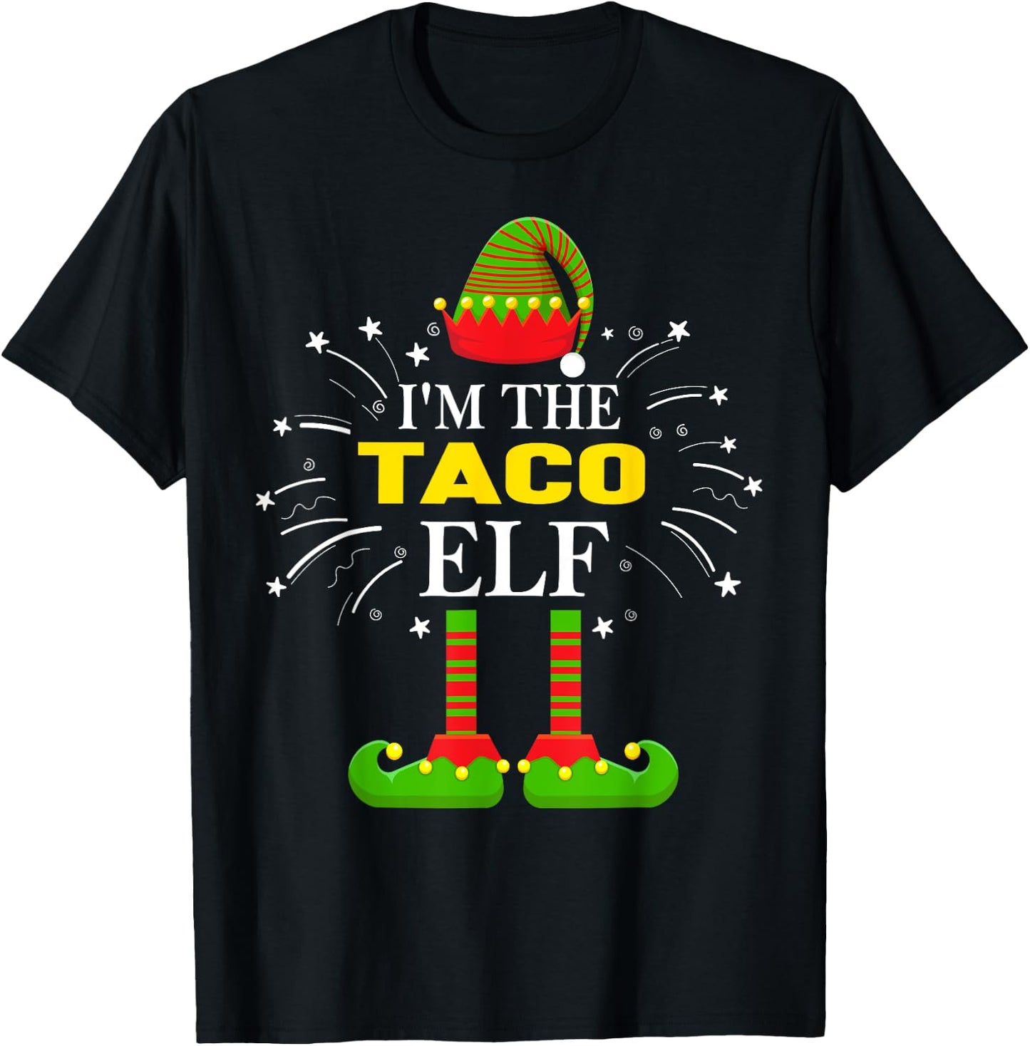 I'm The Taco Elf Matching Funny Family Elf Christmas Gifts T-Shirt - T-Shirt | Black