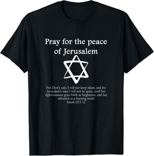 Pray for the Peace of Jerusalem Jewish Christian Messianic T-Shirt - T-Shirt | Black