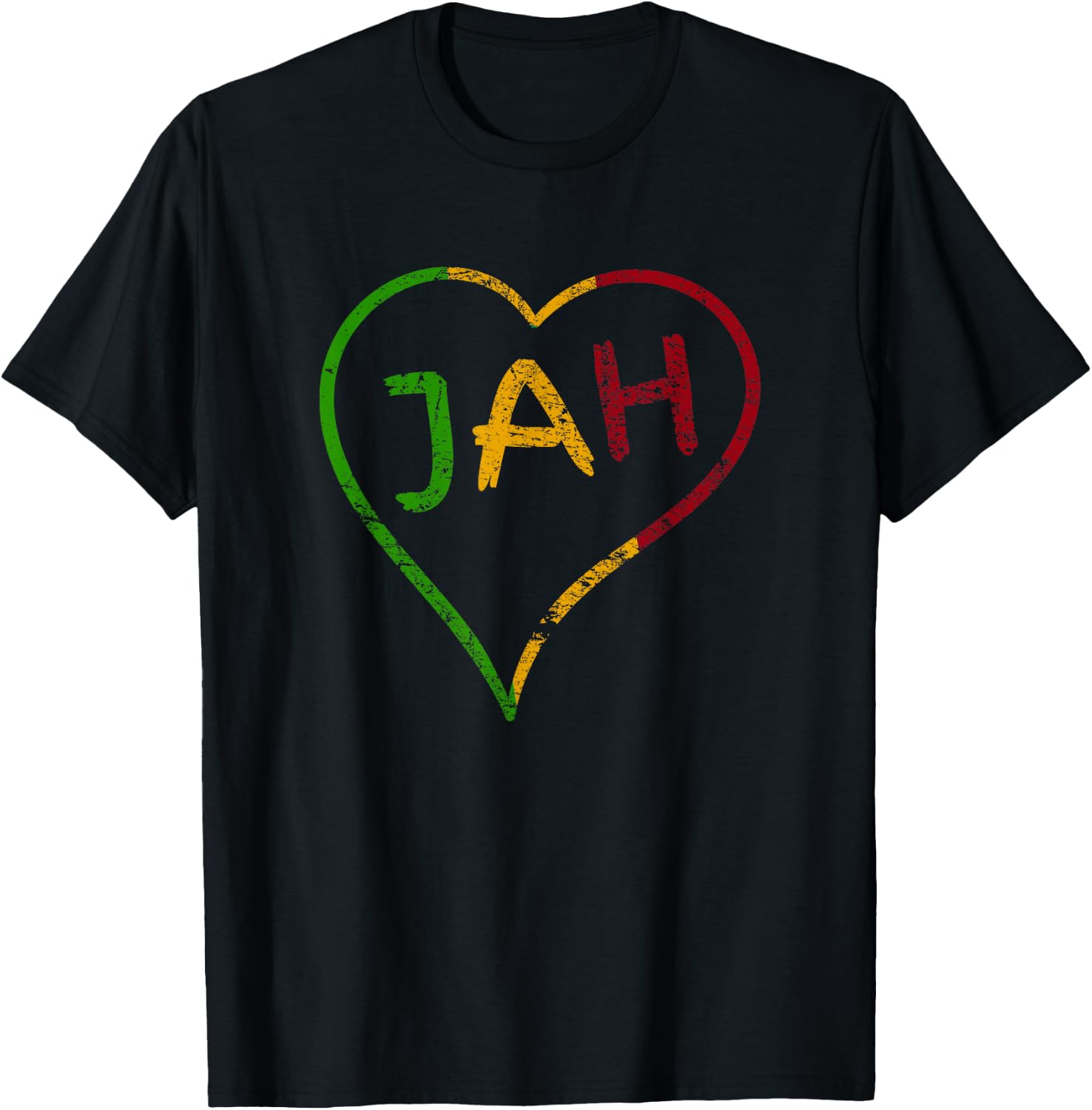 Jah Heart Rastafari Retro Vintage Gift T-Shirt - T-Shirt | Black