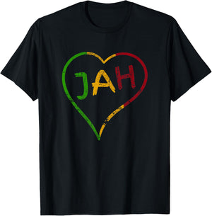 Jah Heart Rastafari Retro Vintage Gift T-Shirt - T-Shirt | Black