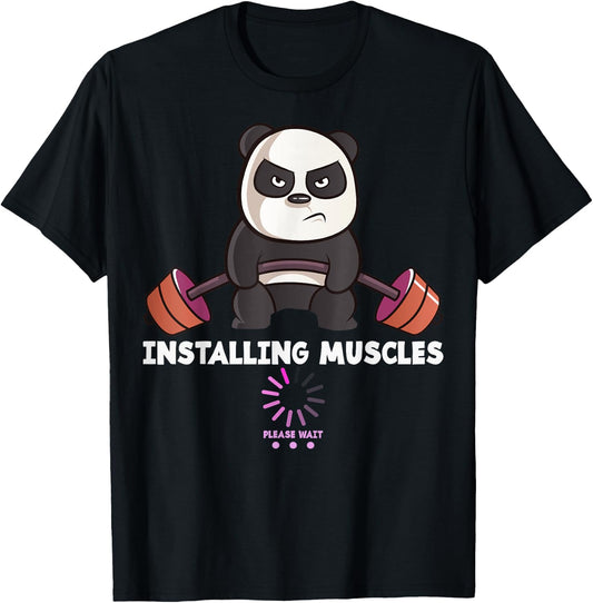 Panda Weightlifting Gym Workout Humor Deadlift Inspirational T-Shirt - T-Shirt | Black
