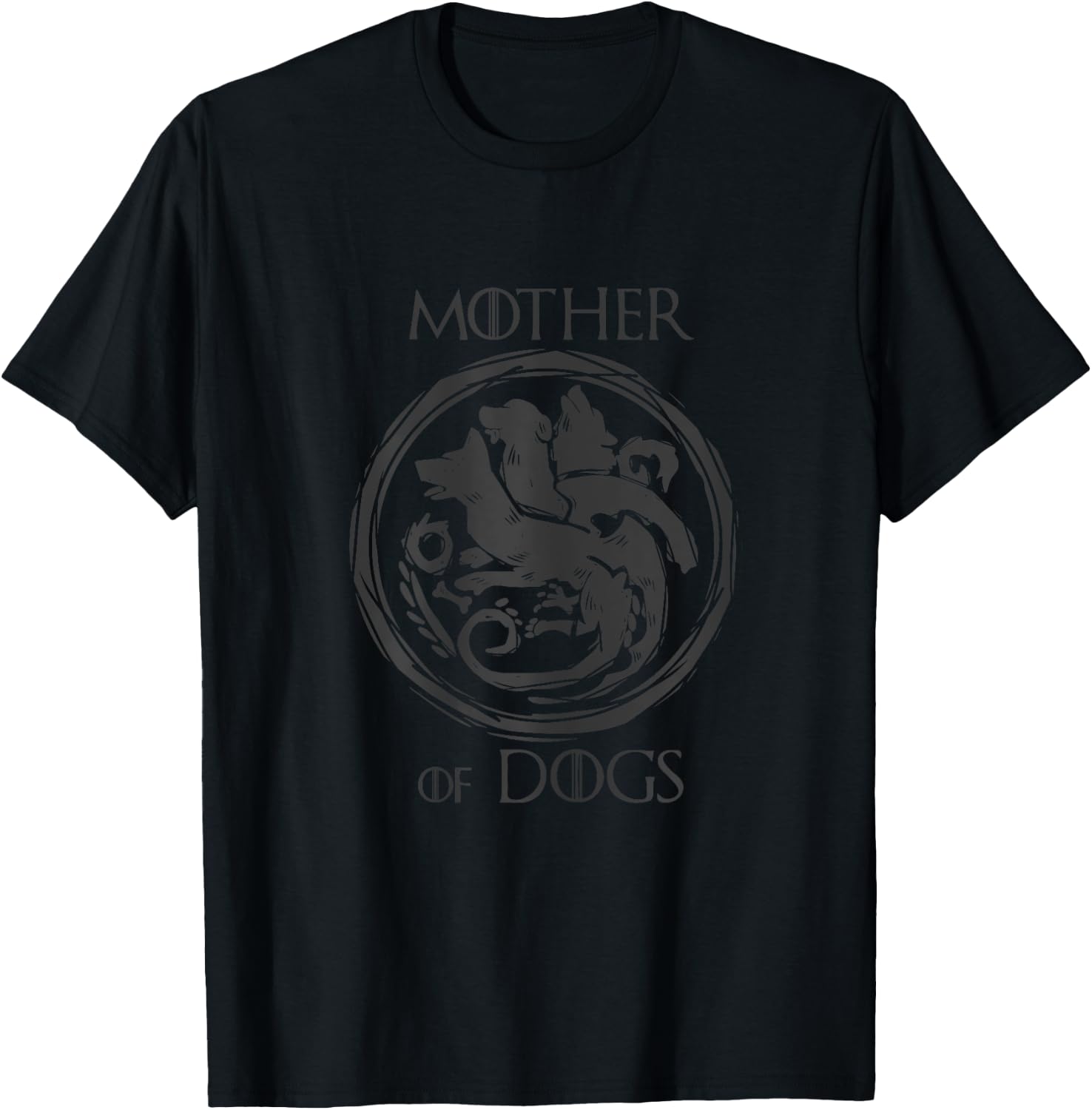 Mother of Dogs Dragon Dogmum Love Funny T-Shirt - T-Shirt | Black