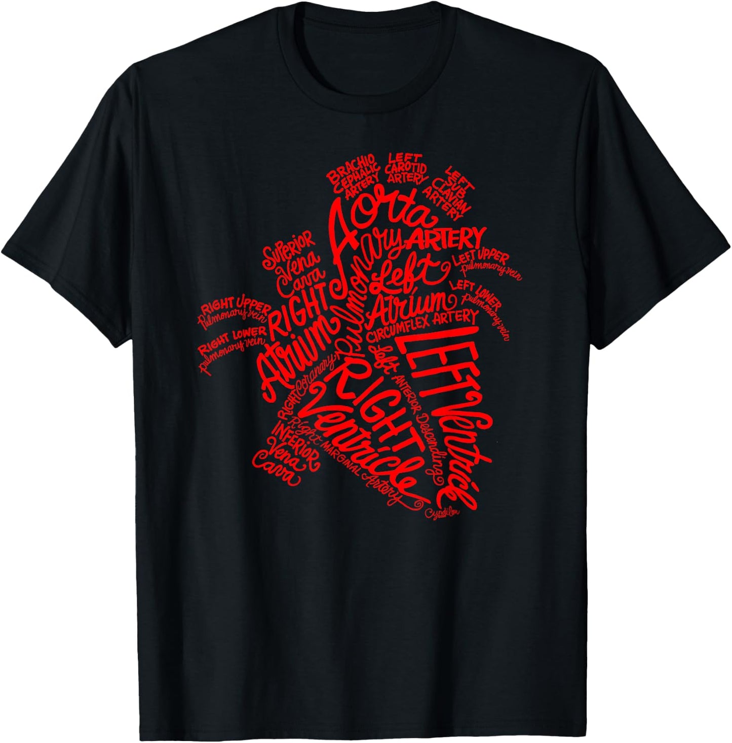 Anatomical Heart Word Art in Red Women Kids T-Shirt - T-Shirt | Black