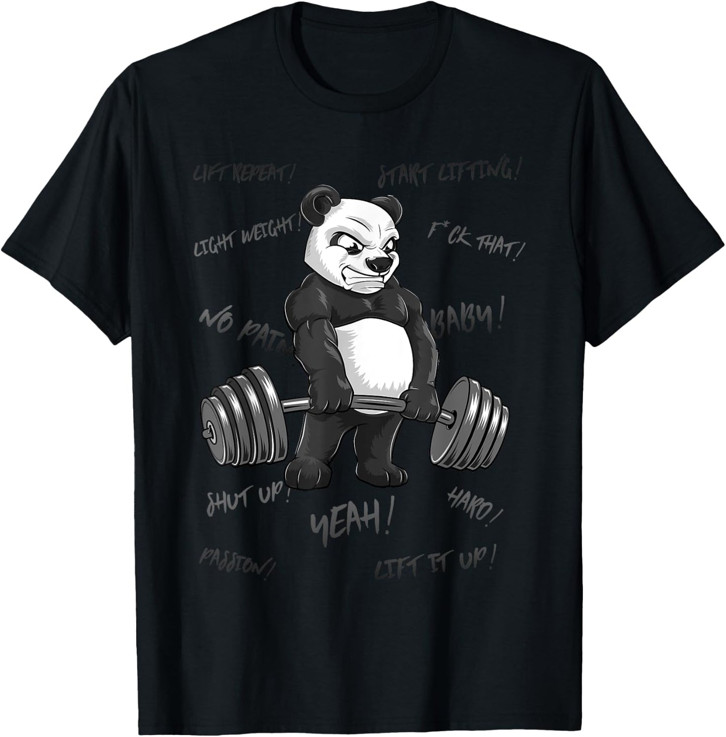 Strong Panda Deadlift SHIRT Man Bodybuilder Bear Powerlifter T-Shirt - T-Shirt | Black