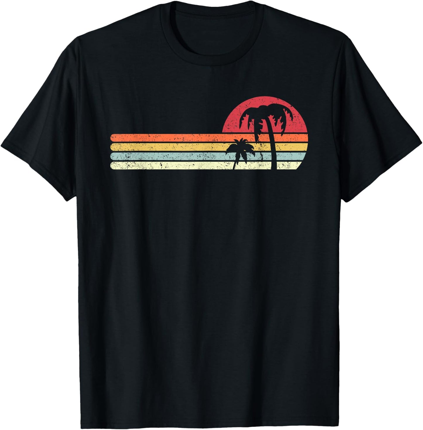 Palm Tree Shirt. Retro Style Tropical Beach T-Shirt - T-Shirt | Black