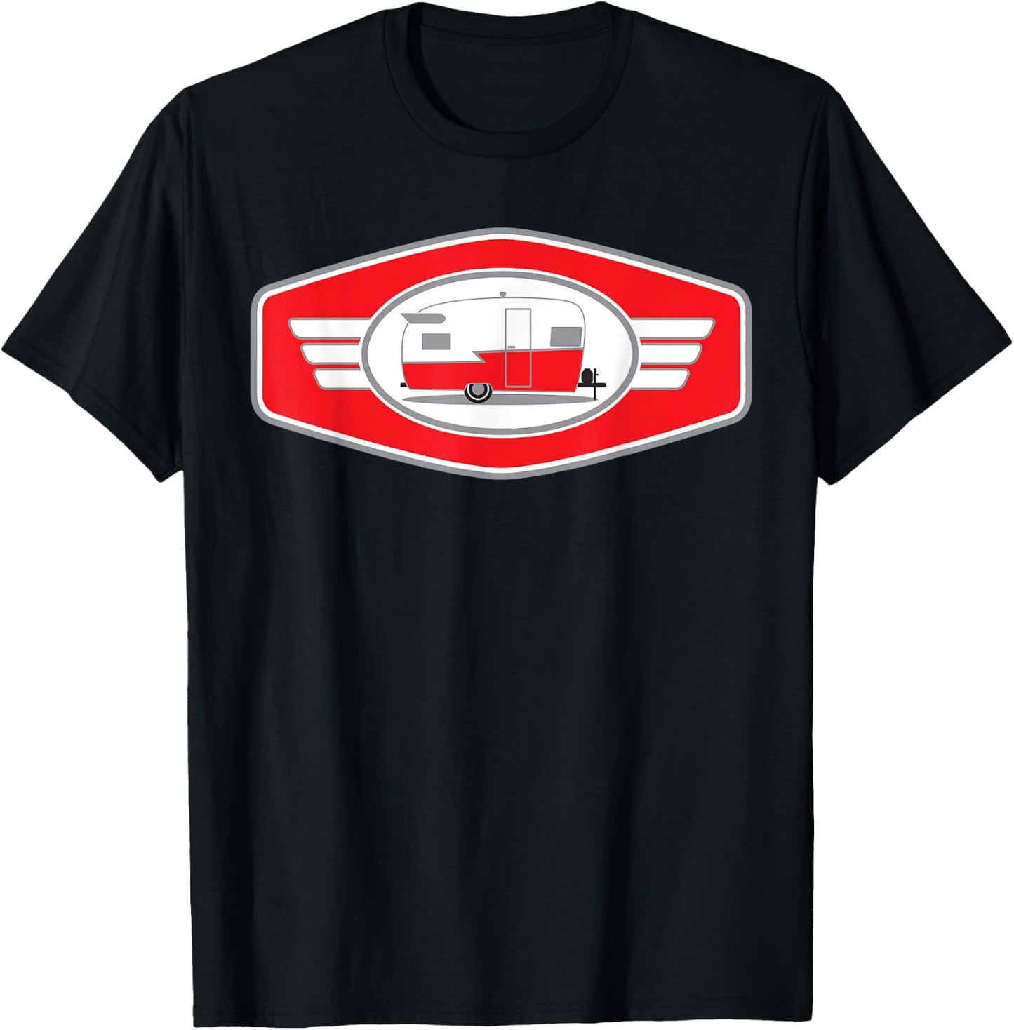 Vintage Shasta Camper Trailer - Red/White T-Shirt - T-Shirt | Black