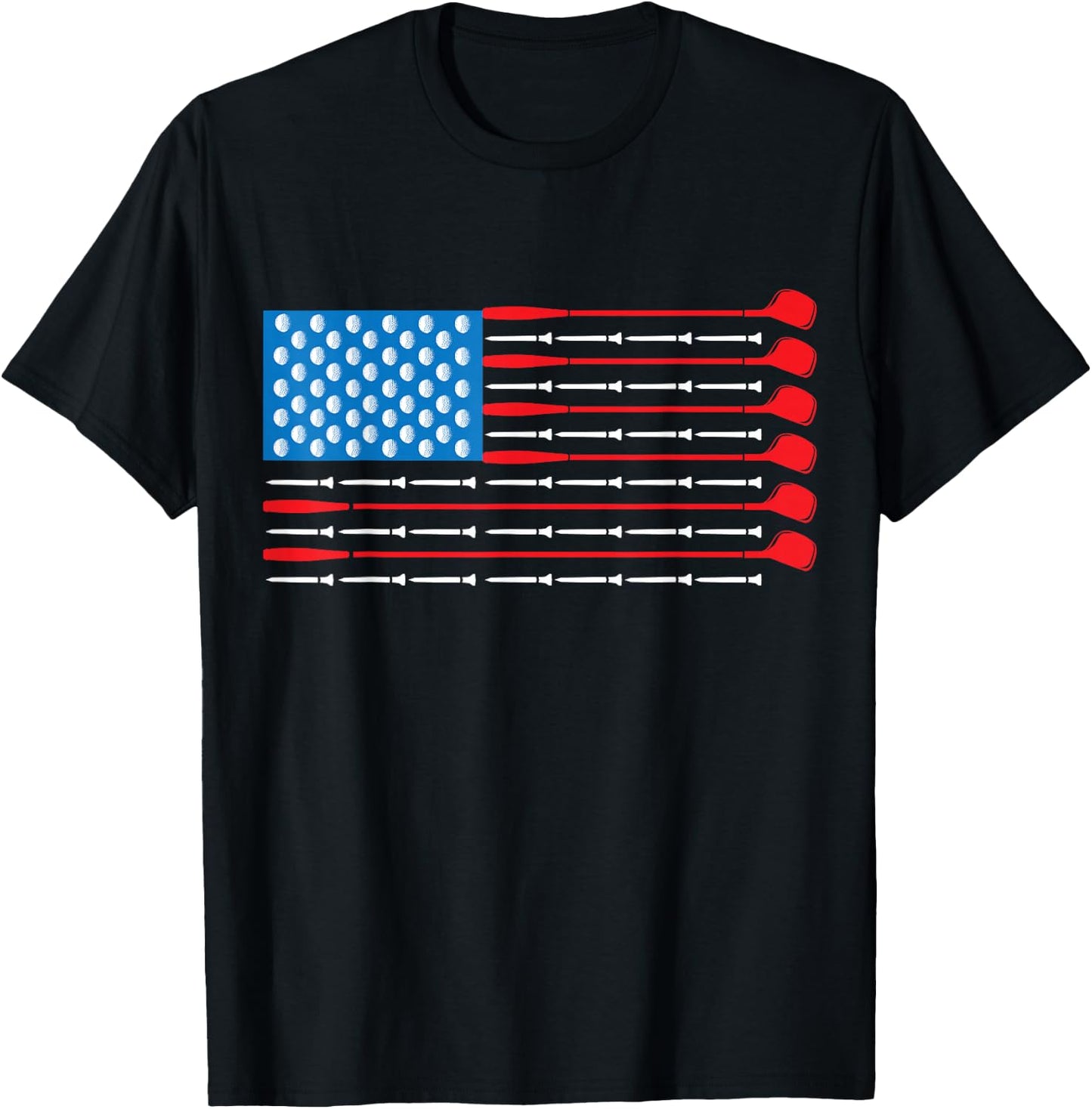 Patriotic Golf Shirt - USA Flag Golf Clubs & Golf Balls T-Shirt - T-Shirt | Black