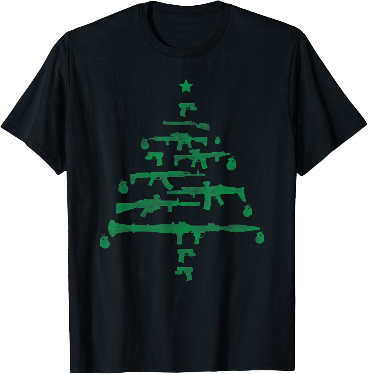 Christmas Tree Guns Rifles Firearms Grenades Army Military T-Shirt - T-Shirt | Black