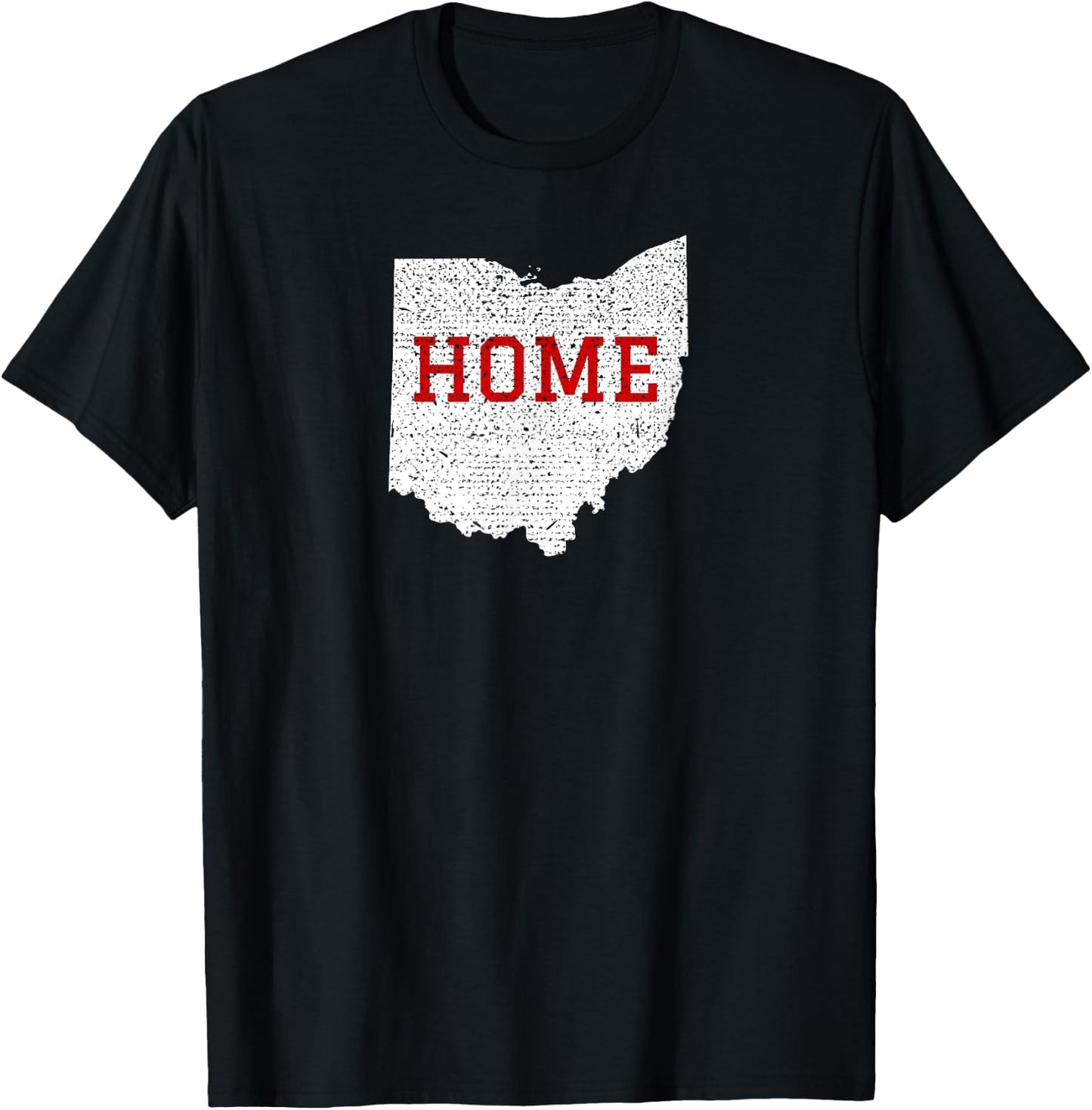 Distressed Ohio Home White Red T-Shirt - T-Shirt | Black