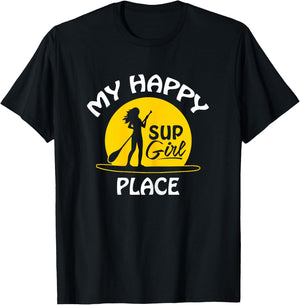 Sup Girl Paddleboard My happy Place T-Shirt - T-Shirt | Black