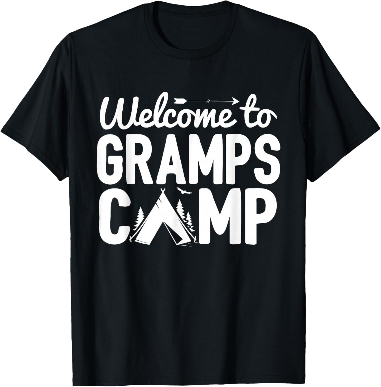 Welcome To Gramps Camp Distressed Camping T-Shirt - T-Shirt | Black