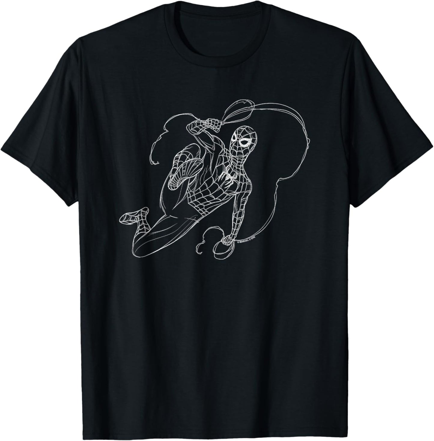 Marvel Spider-Man: New Day Spidey Line Art Superhero T-Shirt - T-Shirt | Black
