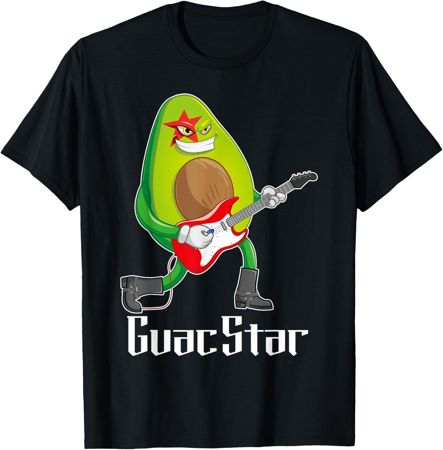 Guac Star - Avocado Rock Star Funny Guacamole T-Shirt - T-Shirt | Black