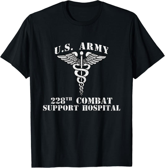 228th Combat Support Hospital Veterans Day Vintage Gifts T-Shirt - T-Shirt | Black