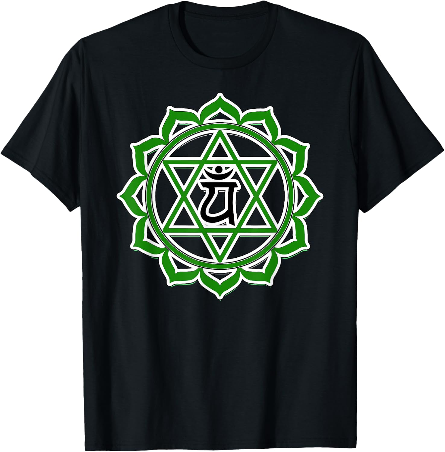 Yoga Anahata Heart Green Chakra T-Shirt - T-Shirt | Black