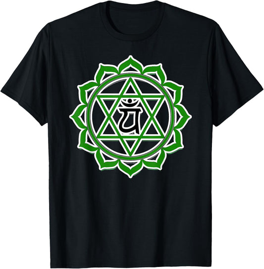 Yoga Anahata Heart Green Chakra T-Shirt - T-Shirt | Black