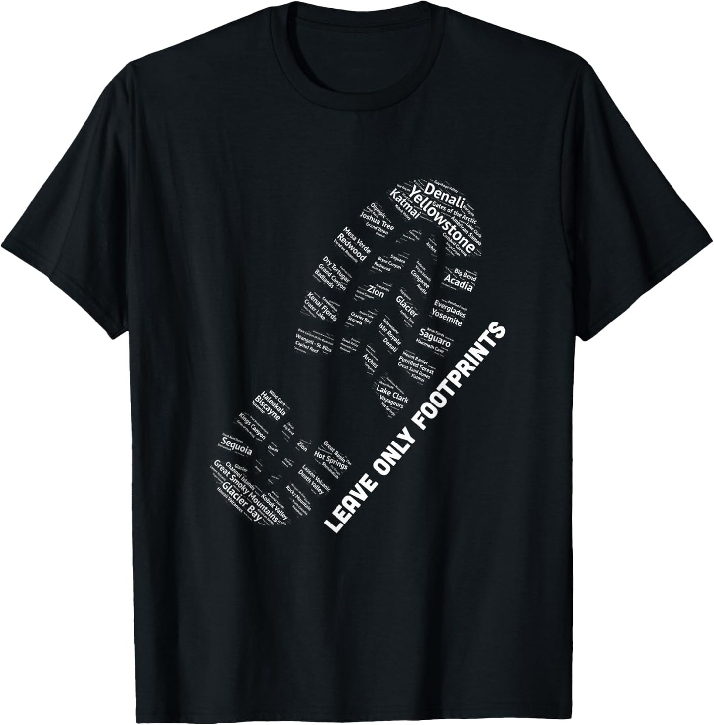 National Parks Boot Print Shirt Listing All National Parks T-Shirt - T-Shirt | Black