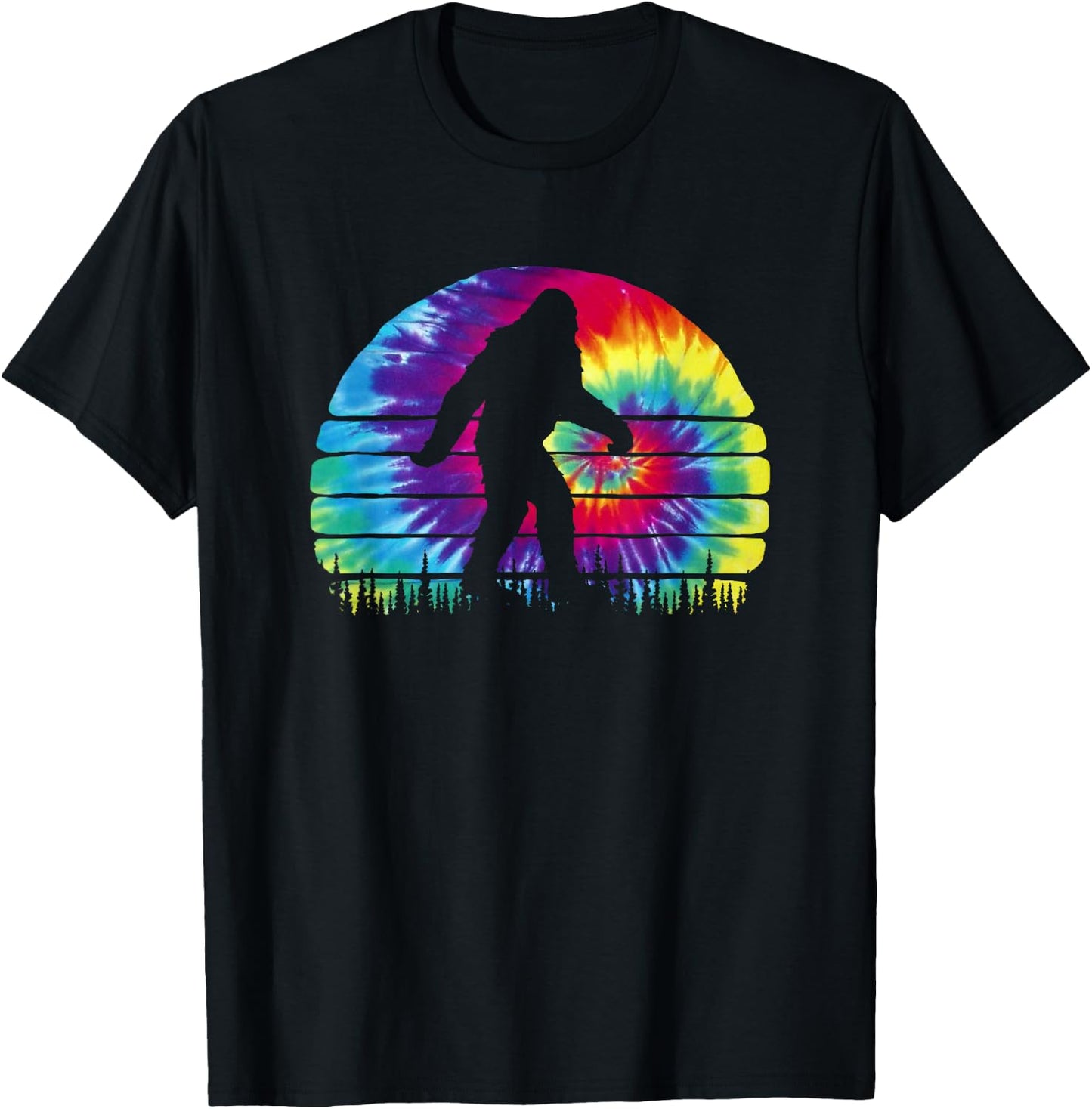 Believe in Bigfoot Tie Dye Design - Hippie Sasquatch T-Shirt - T-Shirt | Black