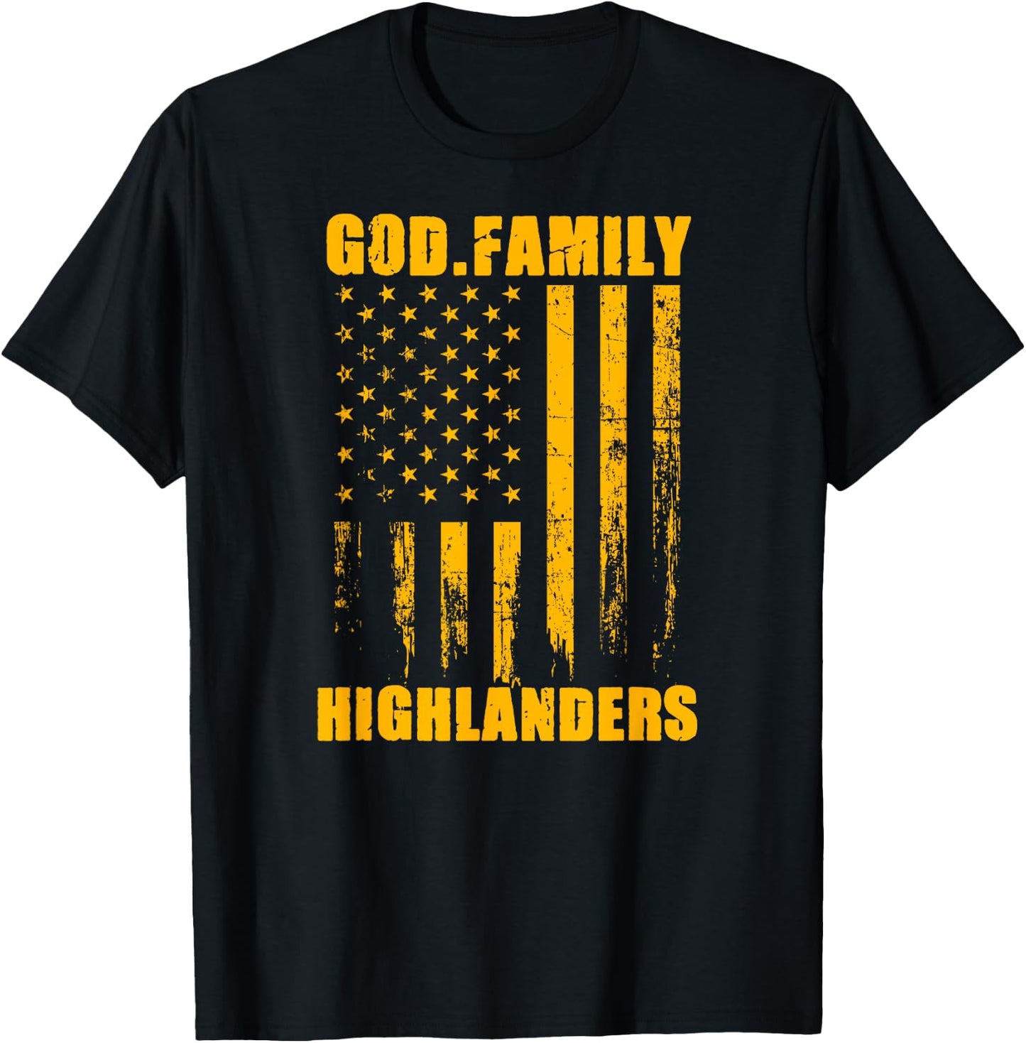 Glenvar Highlanders God. Family. Vintage USA Flag T-Shirt - T-Shirt | Black