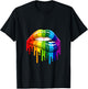 80's Sexy Colorful Graphic Lips, Women Printed Design Lips T-Shirt - T-Shirt | Black