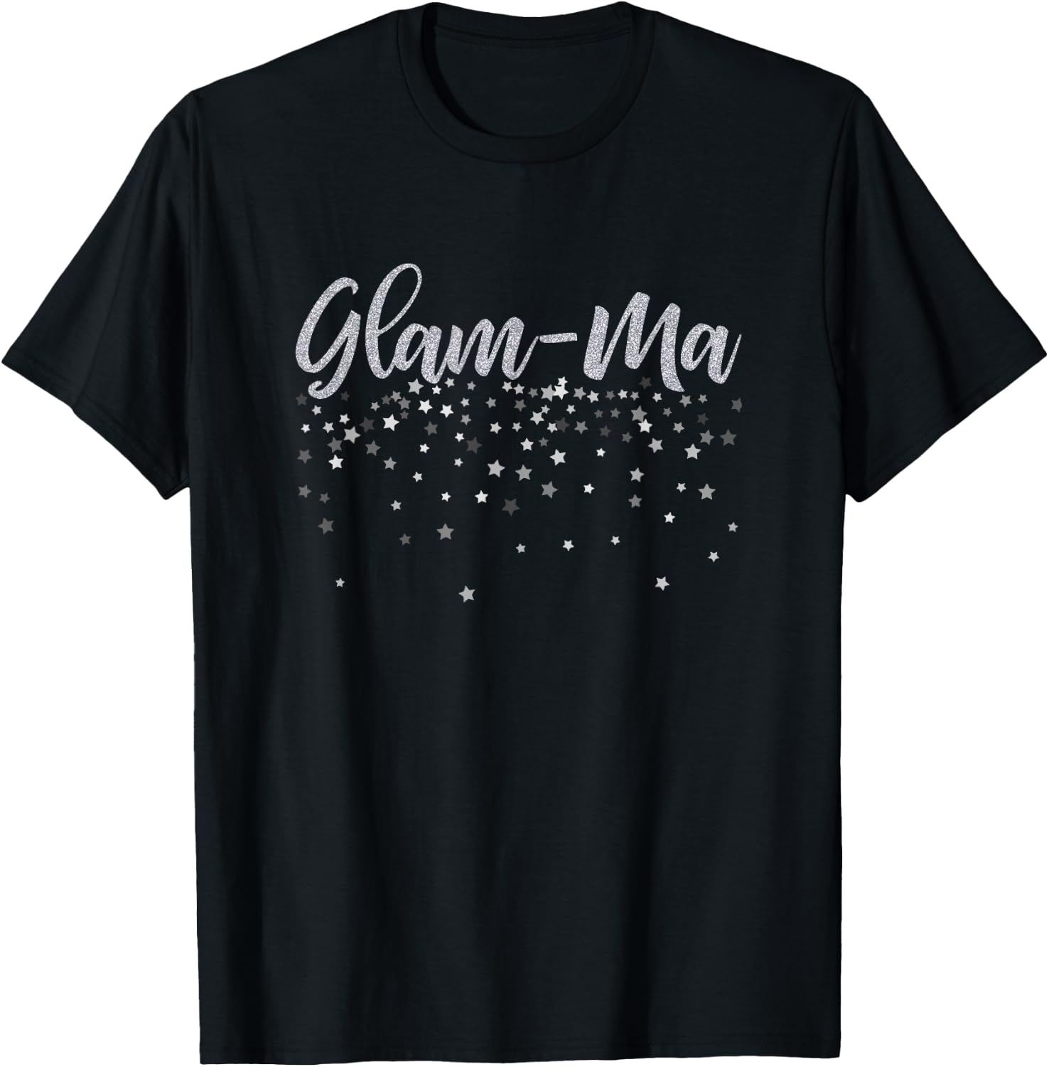 Glam-Ma Grandmother , Silver Stars Design Gift T-Shirt - T-Shirt | Black