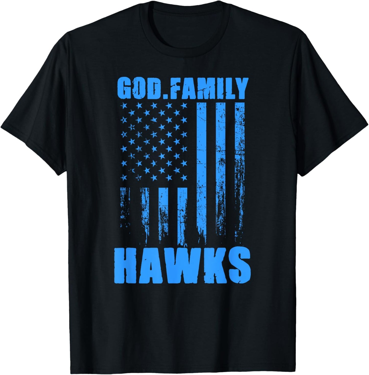 Hanover Hawks God. Family. Vintage USA Flag T-Shirt - T-Shirt | Black