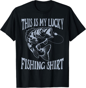 Funny Dad Fishing Men My Lucky Fishing Shirt Outdoors Fun T-Shirt - T-Shirt | Black
