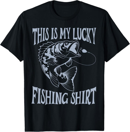 Funny Dad Fishing Men My Lucky Fishing Shirt Outdoors Fun T-Shirt - T-Shirt | Black
