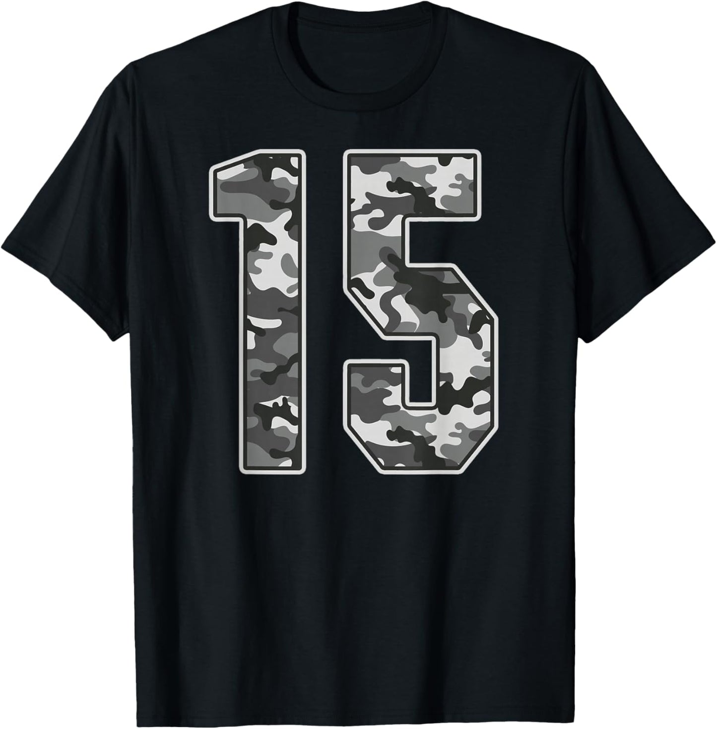 Camo #15 Jersey Number 15 Uniform Fan Favorite Player T-Shirt - T-Shirt | Black