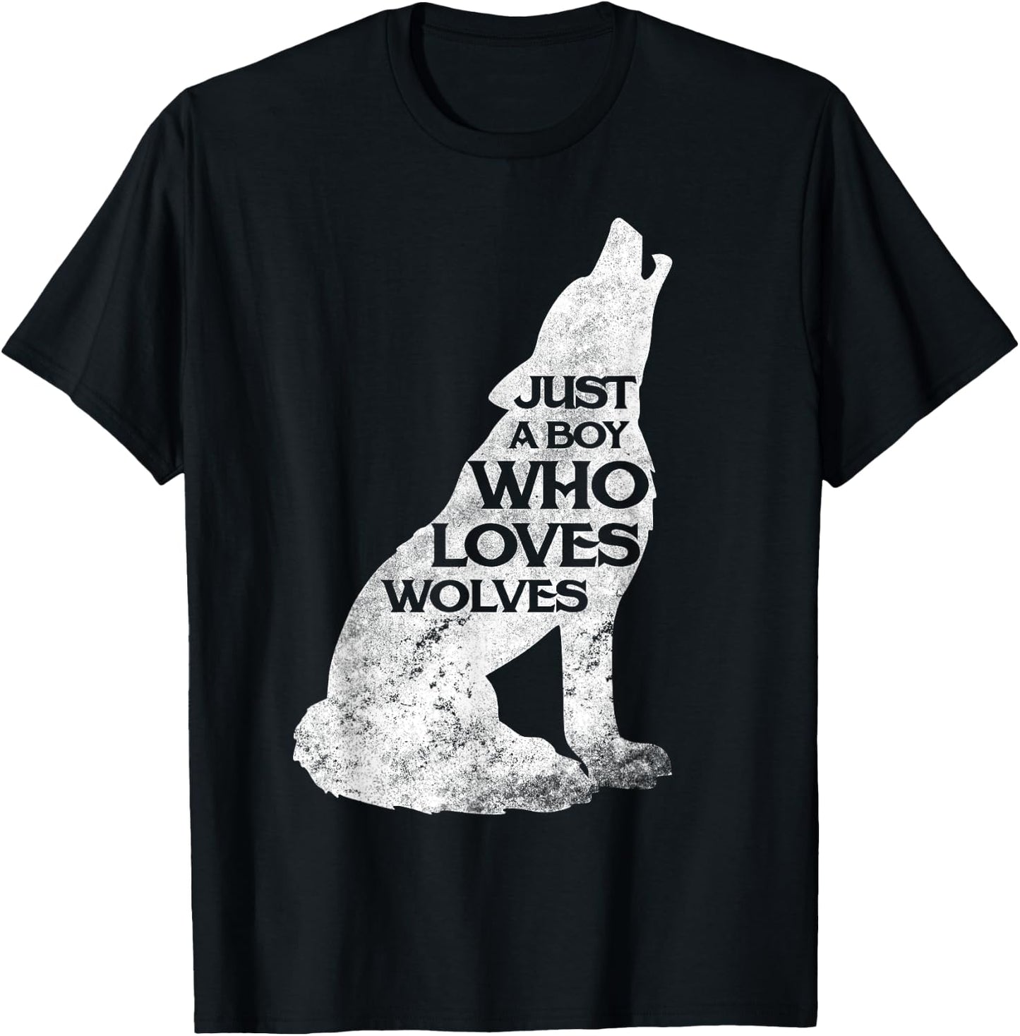 Just A Boy Who Loves Wolves Wolf Pack Girl Shirt Gift T-Shirt - T-Shirt | Black