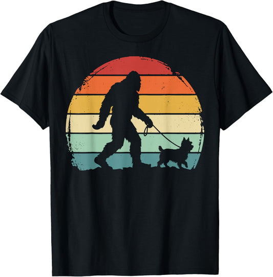 Bigfoot Yorkshire Terrier Retro Yorkie T-Shirt - T-Shirt | Black