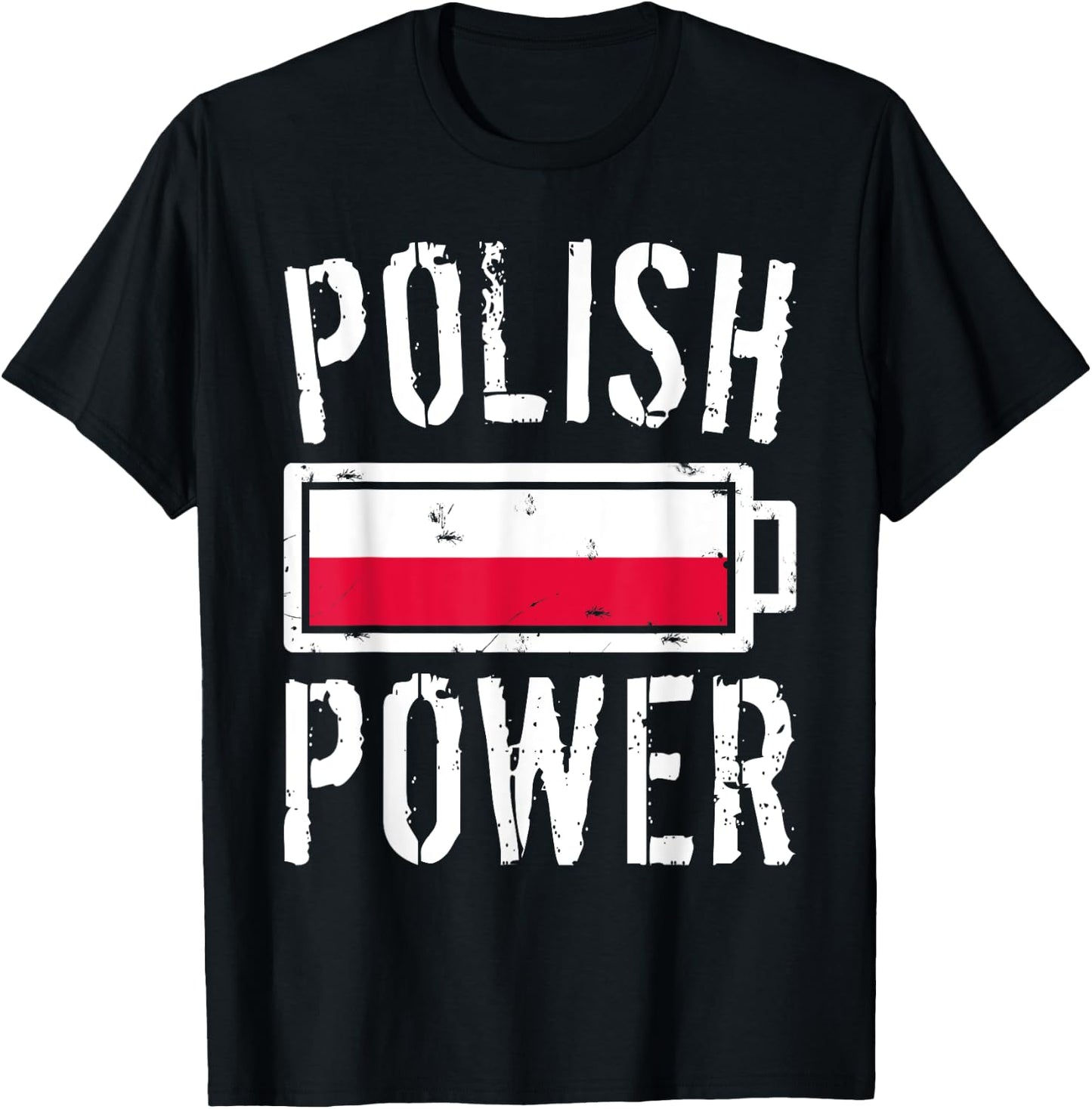 Poland Flag | Polish Power Battery Proud T-Shirt - T-Shirt | Black