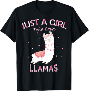 Just A Girl Who Loves Llamas Gift Llama Gift T-Shirt - T-Shirt | Black