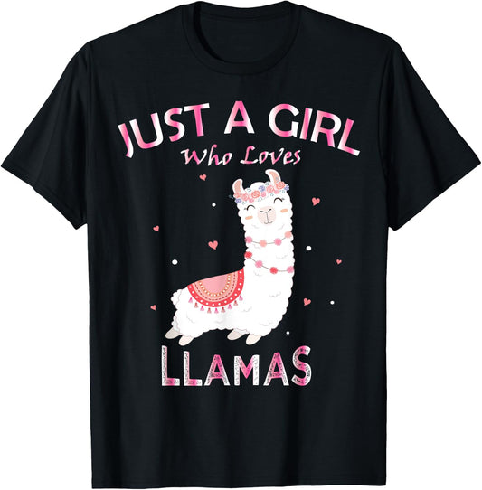 Just A Girl Who Loves Llamas Gift Llama Gift T-Shirt - T-Shirt | Black
