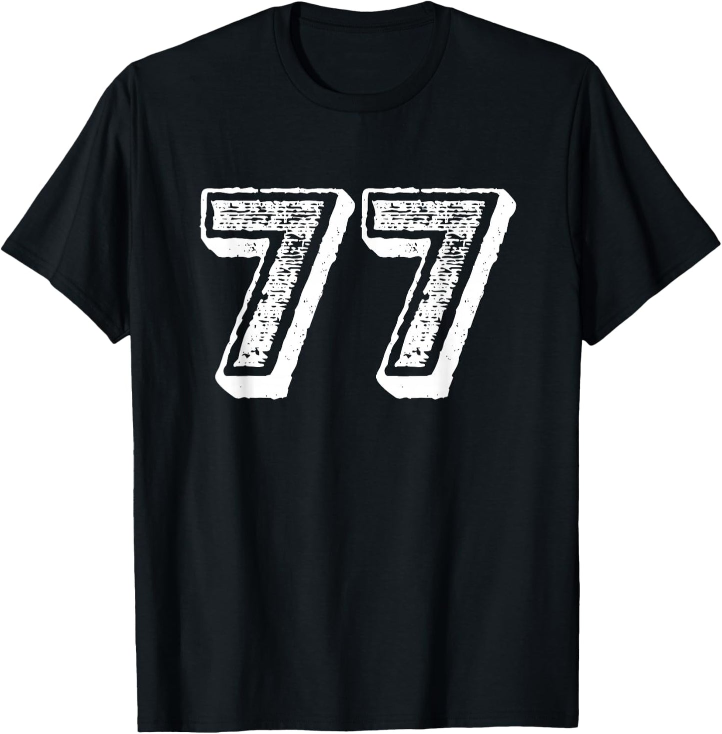 Number 77 Sports Jersey Player #77 Fan Front Print Vintage T-Shirt - T-Shirt | Black