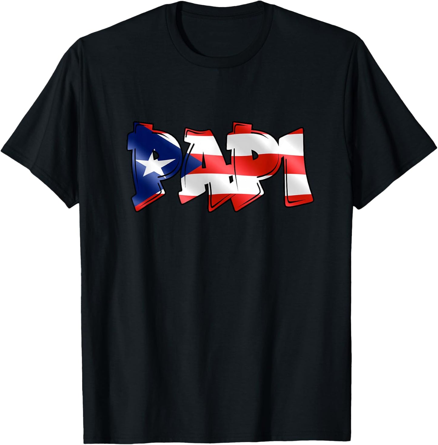 Papi Puerto Rican Flag PR Pride Father Dad Boricua T-Shirt - T-Shirt | Black
