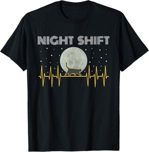 Funny Nurses Gifts Night Shift Nurse Cool Full Moon EKG Cat Women Kids T-Shirt - T-Shirt | Black
