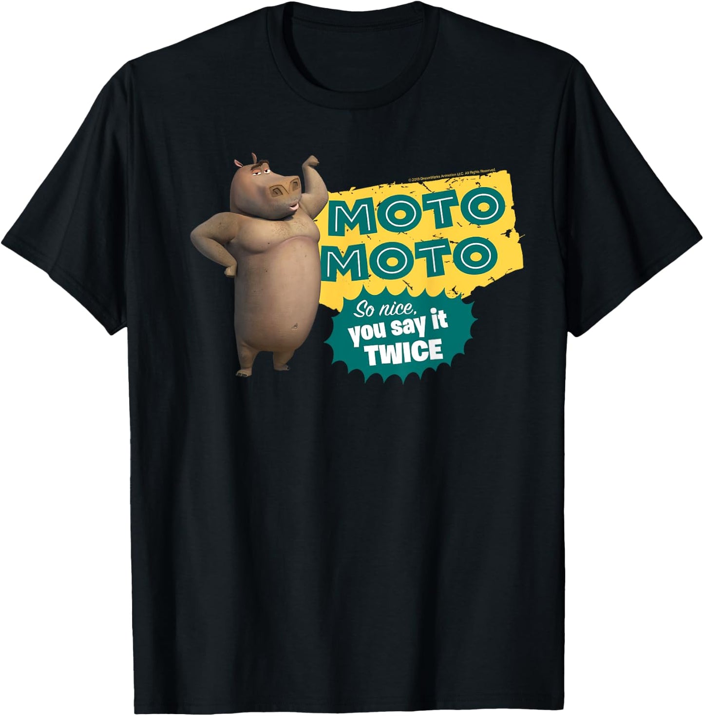 Madagascar Moto Moto Say It Twice Text Poster T-Shirt - T-Shirt | Black