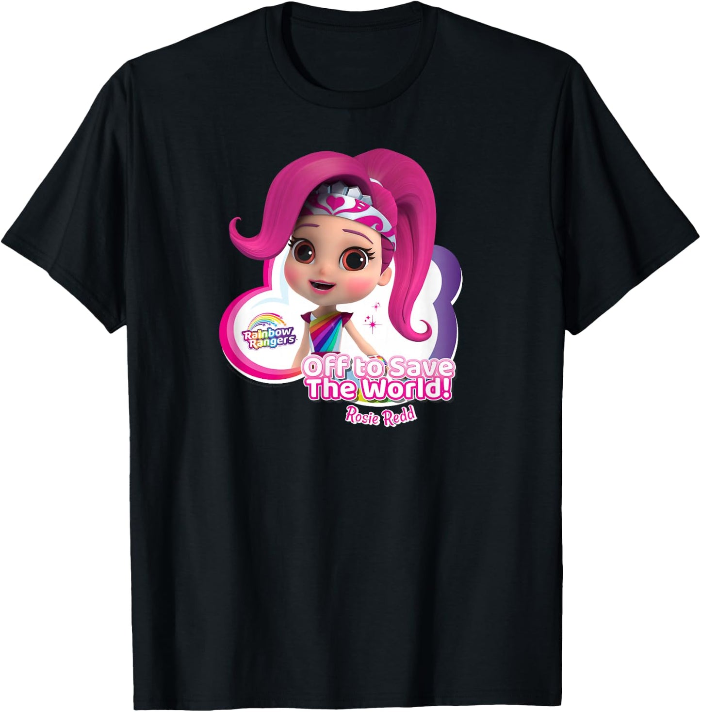 Rainbow Rangers Rosie Redd "Off to Save the World!" T-Shirt - T-Shirt | Black