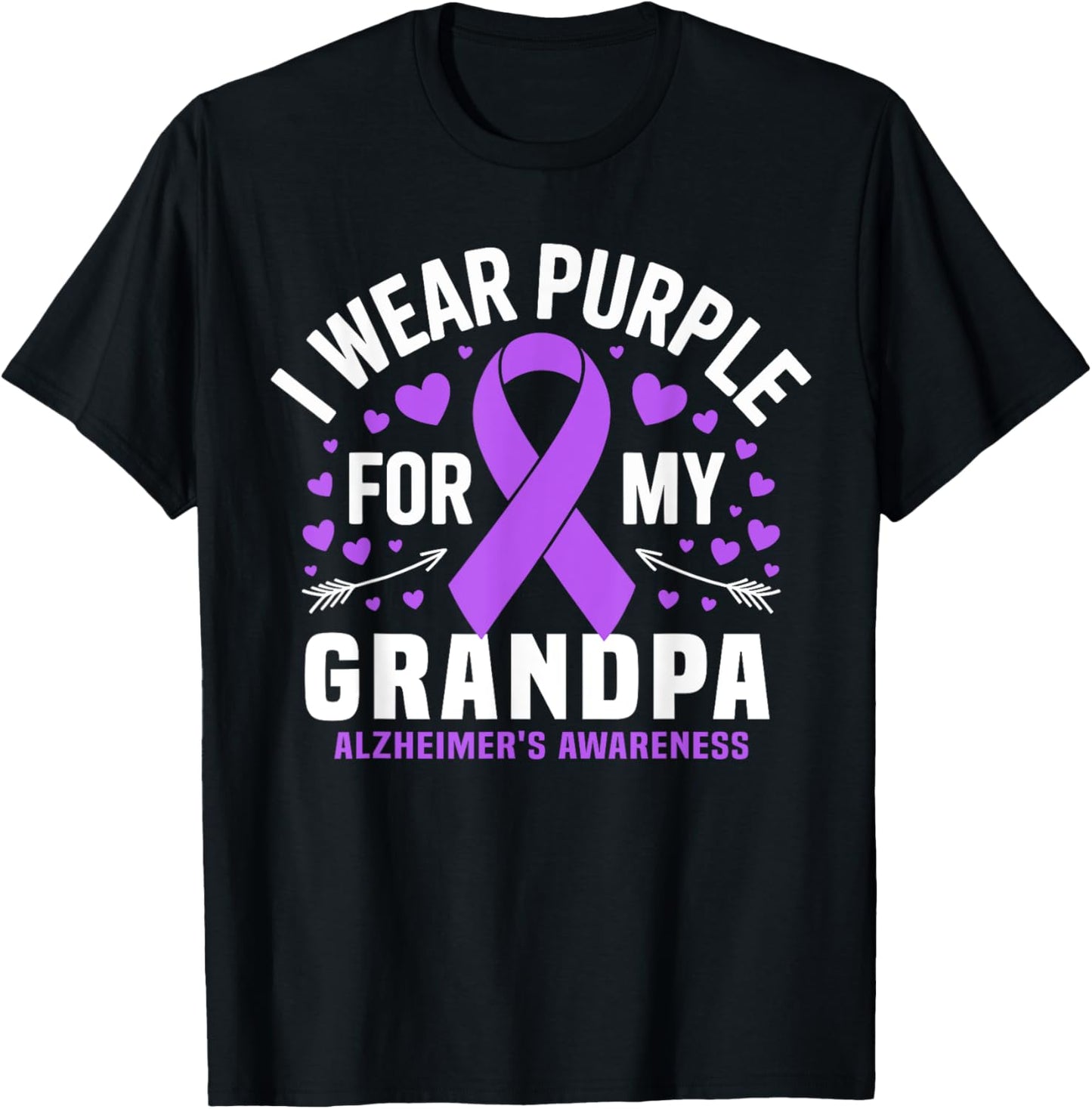 I Wear Purple For My Grandpa Dementia Alzheimer's Awareness T-Shirt - T-Shirt | Black