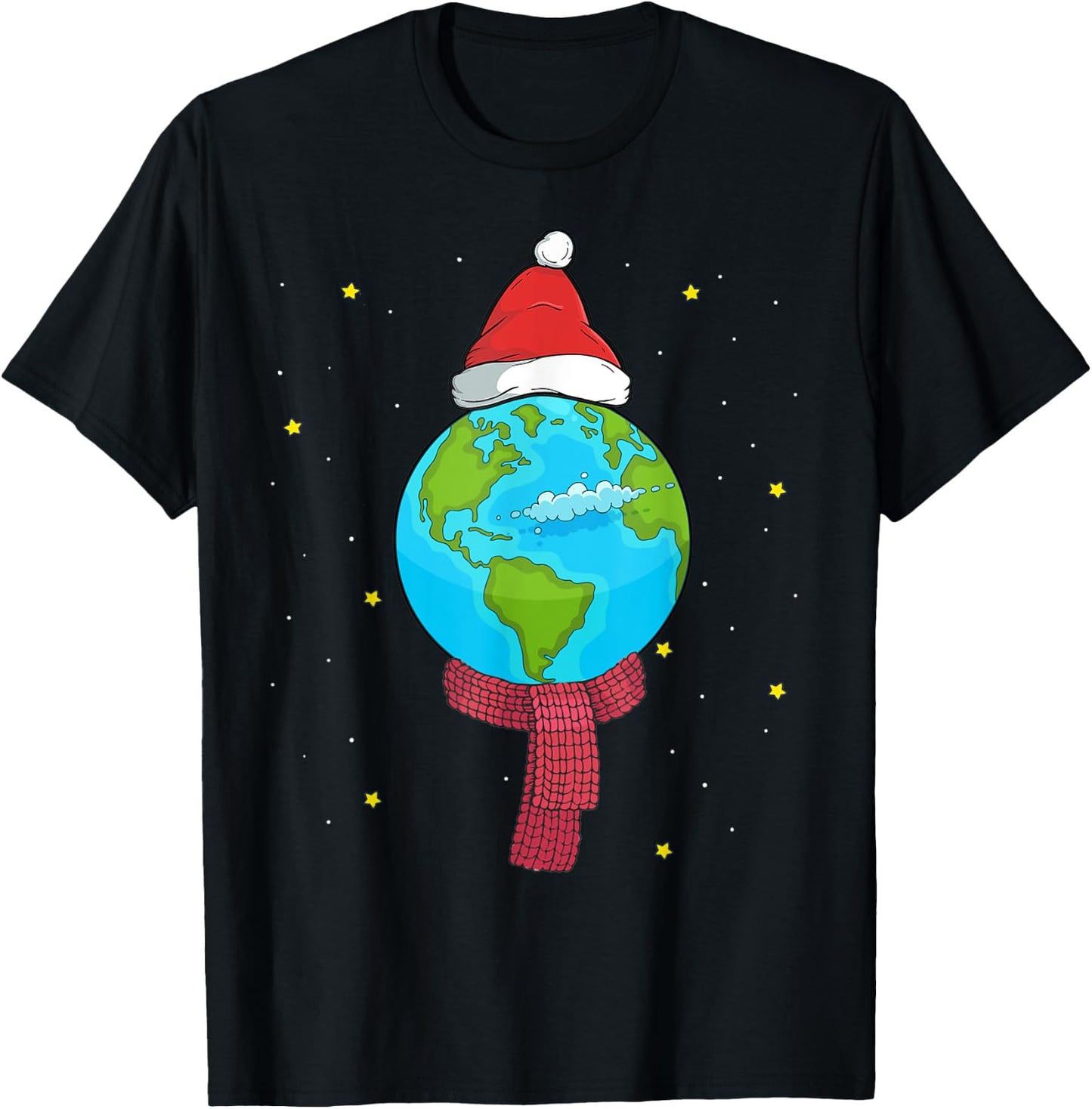 Christmas Planet Earth Pajama Top Santa Space Themed Gift T-Shirt - T-Shirt | Black