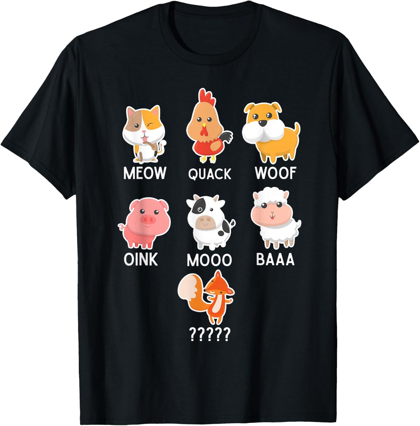 A What Does The Fox Say Animals T-Shirt - T-Shirt | Black