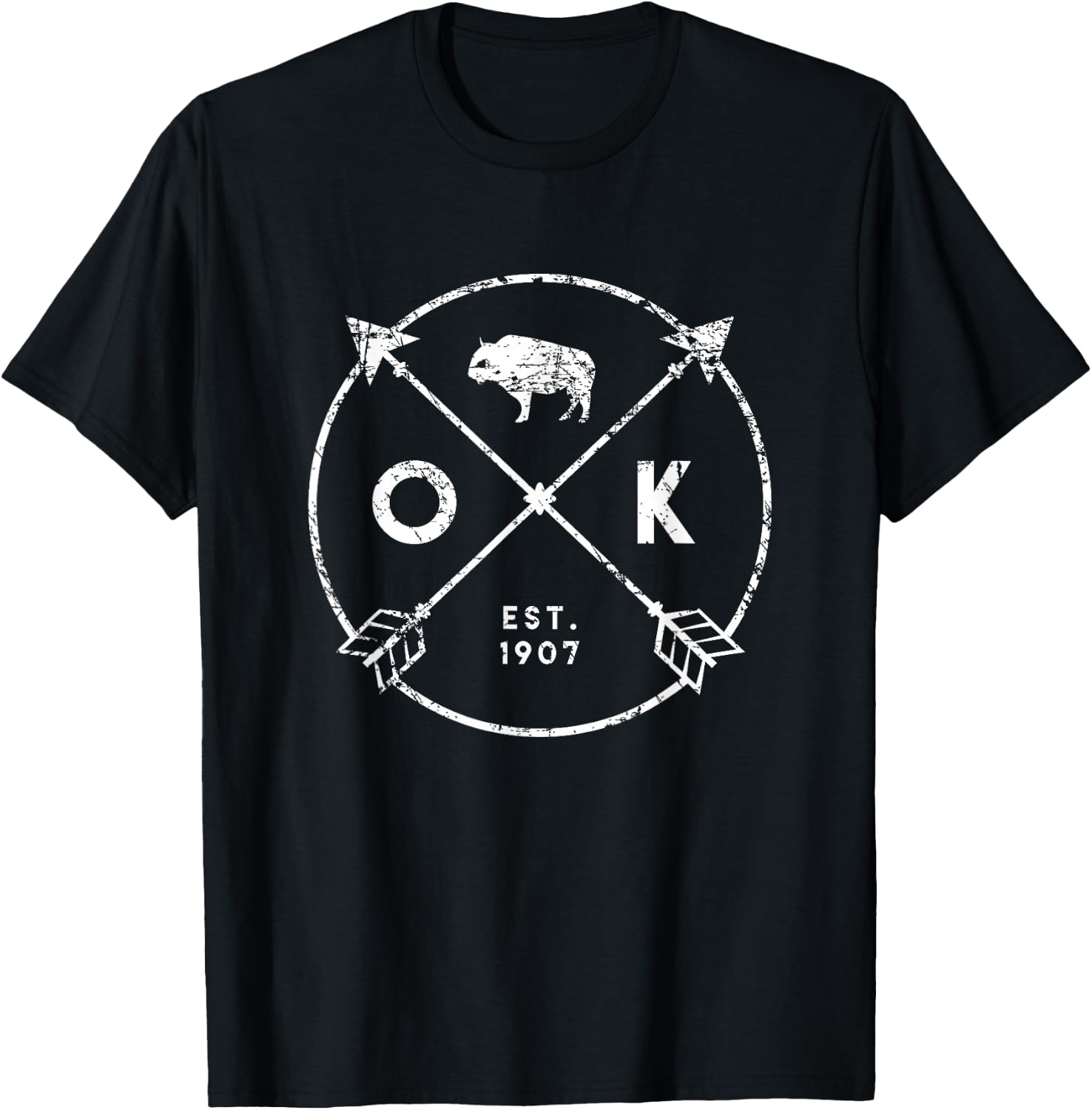 Oklahoma Adventure Est 1907 Buffalo Arrows State Gift T-Shirt - T-Shirt | Black