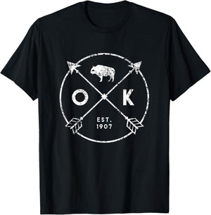 Oklahoma Adventure Est 1907 Buffalo Arrows State Gift T-Shirt - T-Shirt | Black