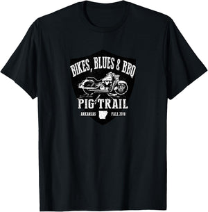 Official Pig Trail Bikes Blues BBQ Motorcycle T-Shirt - T-Shirt | Black
