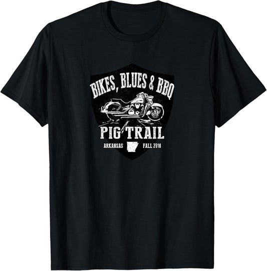 Official Pig Trail Bikes Blues BBQ Motorcycle T-Shirt - T-Shirt | Black