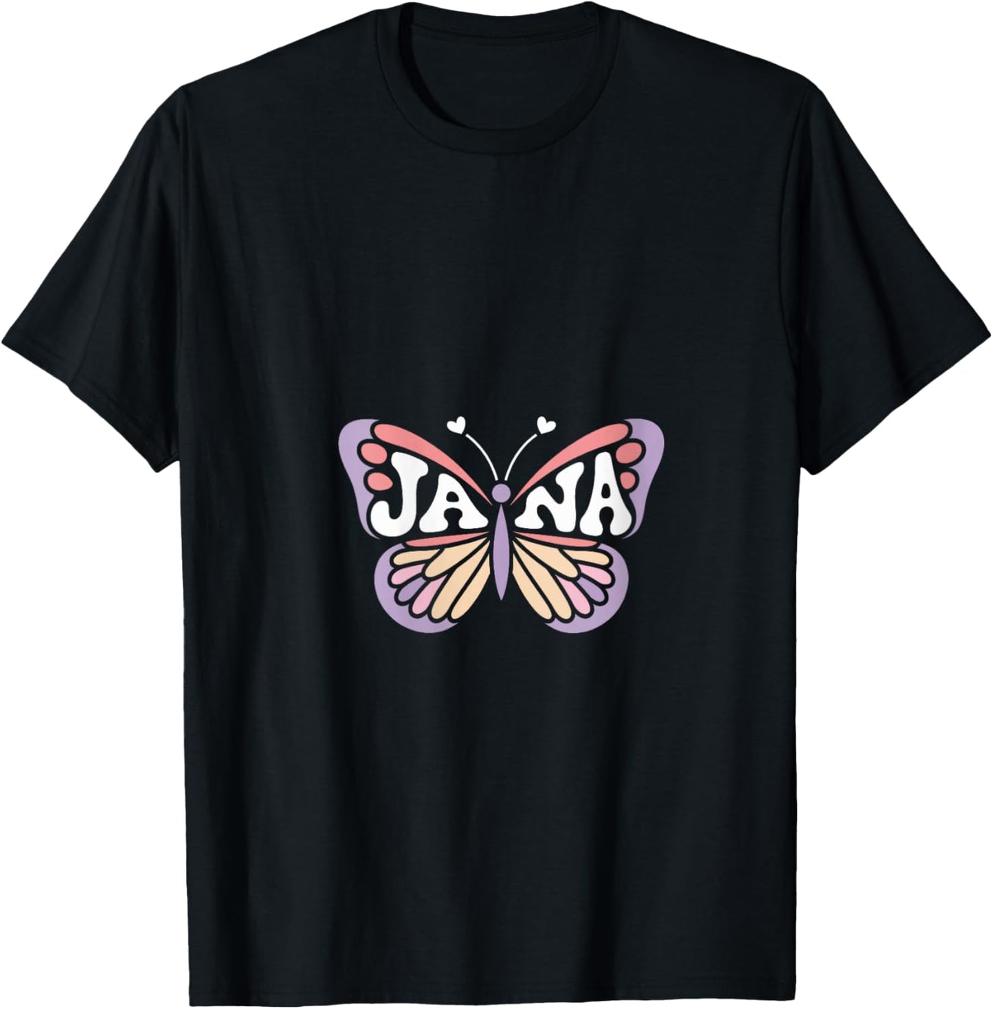 Jana Butterfly - Personalized Cute Name Word Art V-Neck T-Shirt - T-Shirt | Black