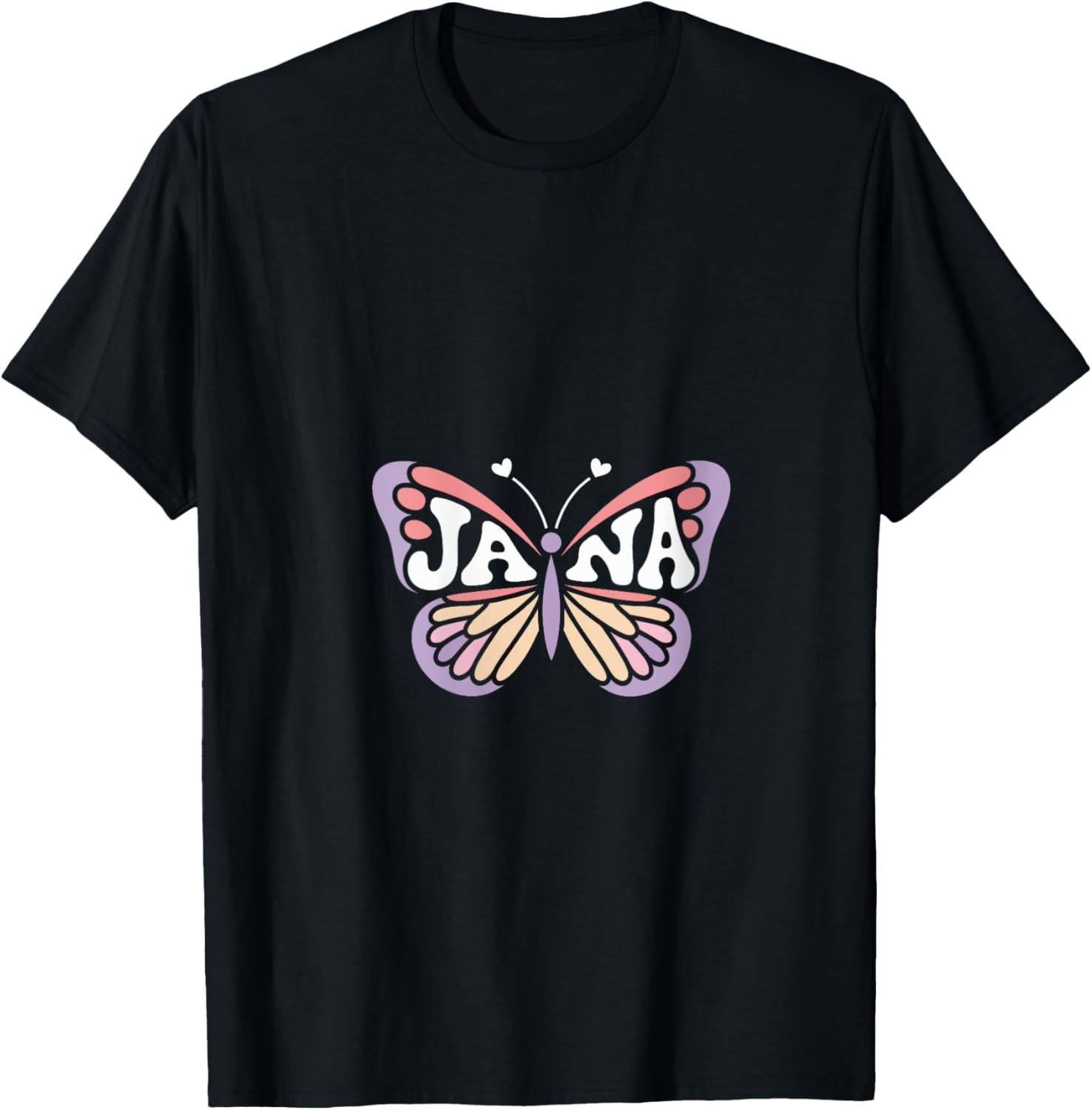 Jana Butterfly - Personalized Cute Name Word Art V-Neck T-Shirt - T-Shirt | Black