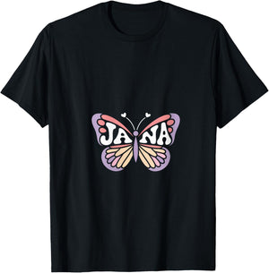 Jana Butterfly - Personalized Cute Name Word Art V-Neck T-Shirt - T-Shirt | Black