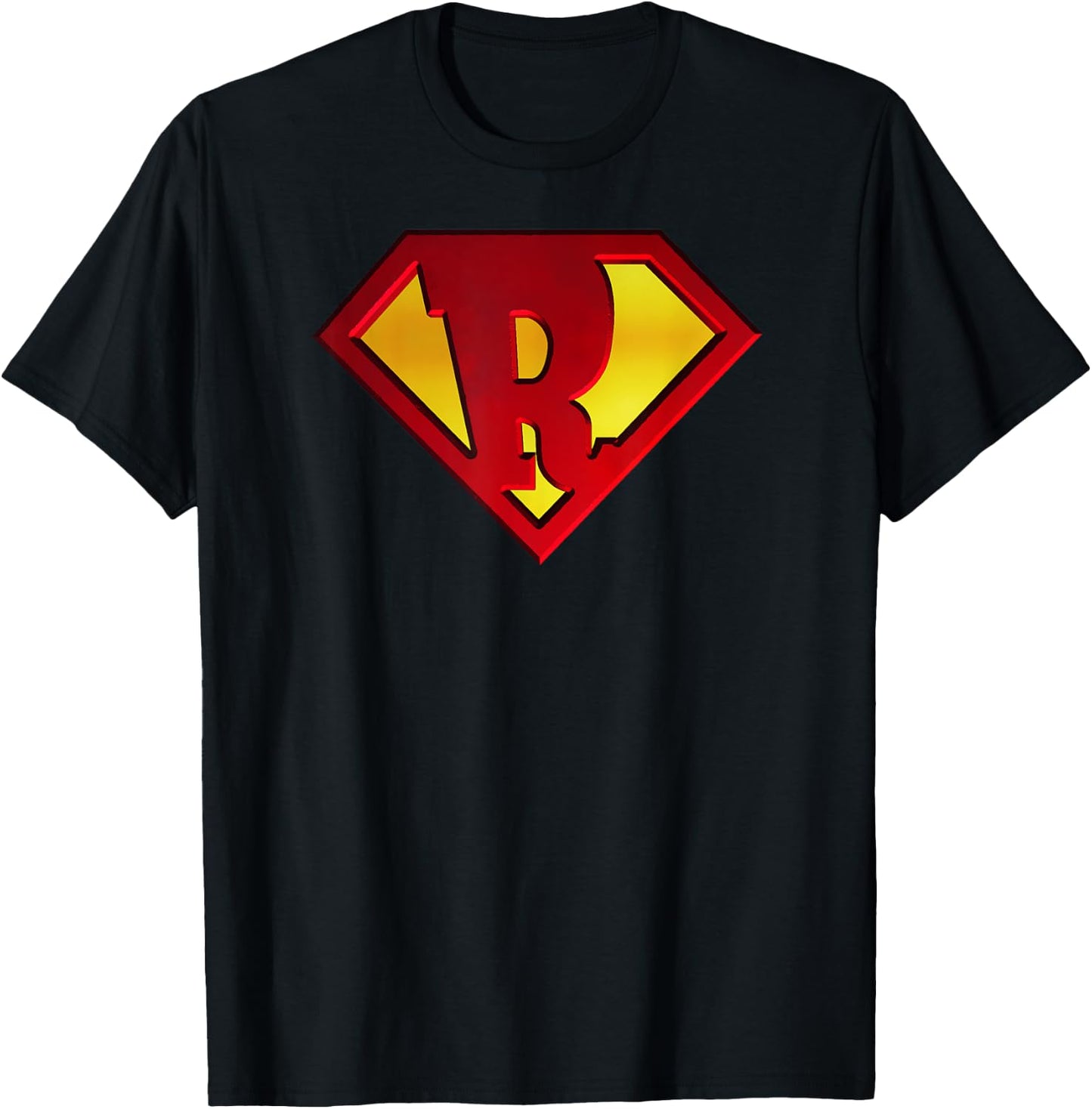 Funny SuperHero Shield Letter R name Gift Shirt T-Shirt - T-Shirt | Black